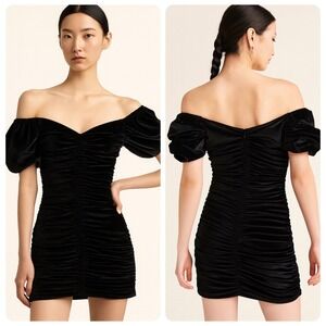 NWT Anthropologie Hutch 4 Velvet Ruched Mini‎ Dress New Year's Holiday Black LBD